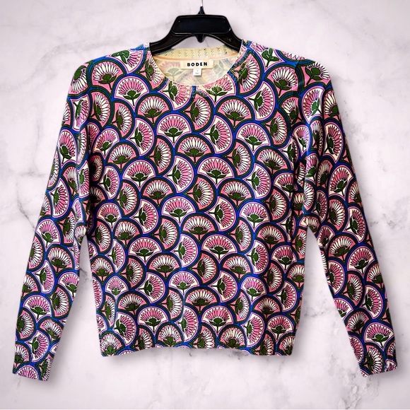 Boden Tops - Boden Emilia Sweater Abstract Floral Fan Print Lightweight Stretchy Size M